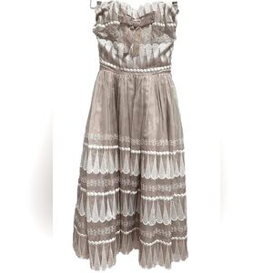 Vintage 1950’s Cotillion Formals Dress XS Strapless Embroidered Party Prom Gown